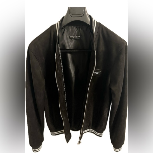 Dolce cabbana stripe trim suede bomber jacket for men - Picture 2 of 8